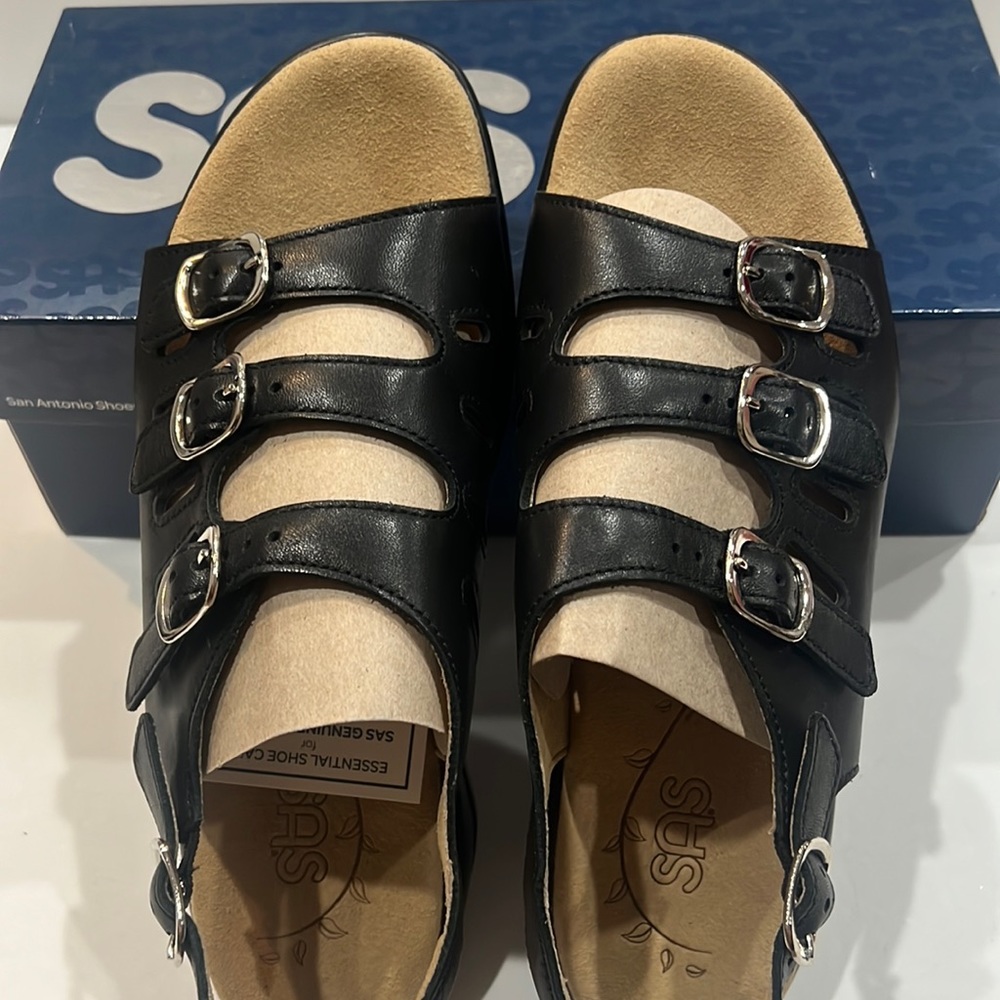 SAS Sandal women Mystic black leather brand new with box sz9.5M;9.5ww